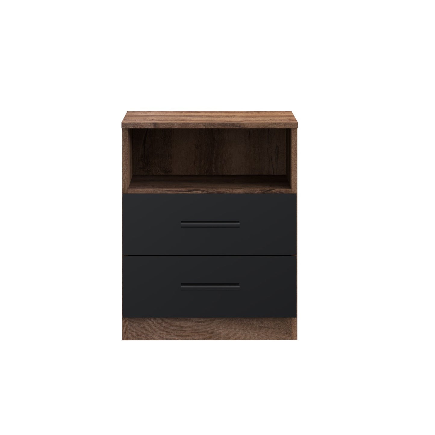 Noptiera Cu 2 Sertare Juwel, Mud oak Black Gloss, 45.1 Cm