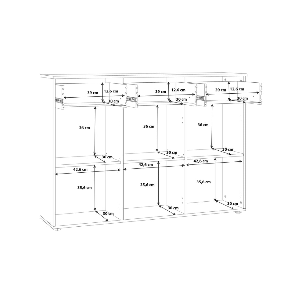 Comoda  3 Usi Si 3 Sertare Juwel, Mud oak Black Gloss, 134.5 Cm