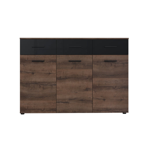 Comoda  3 Usi Si 3 Sertare Juwel, Mud oak Black Gloss, 134.5 Cm