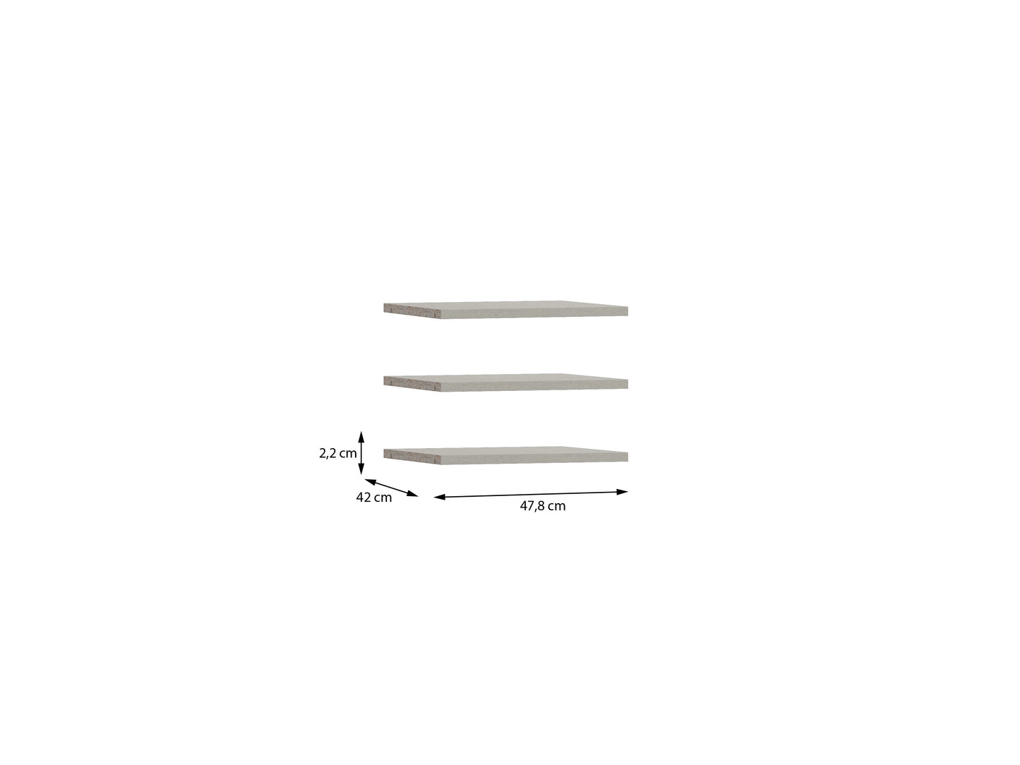 Set 3 Polite Japanki, Gri, 47.8 Cm