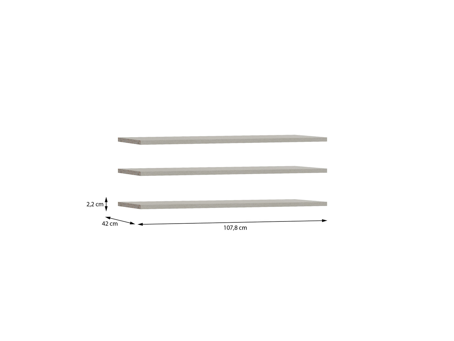 Set 3 Polite Japanki, Gri, 107.8 Cm