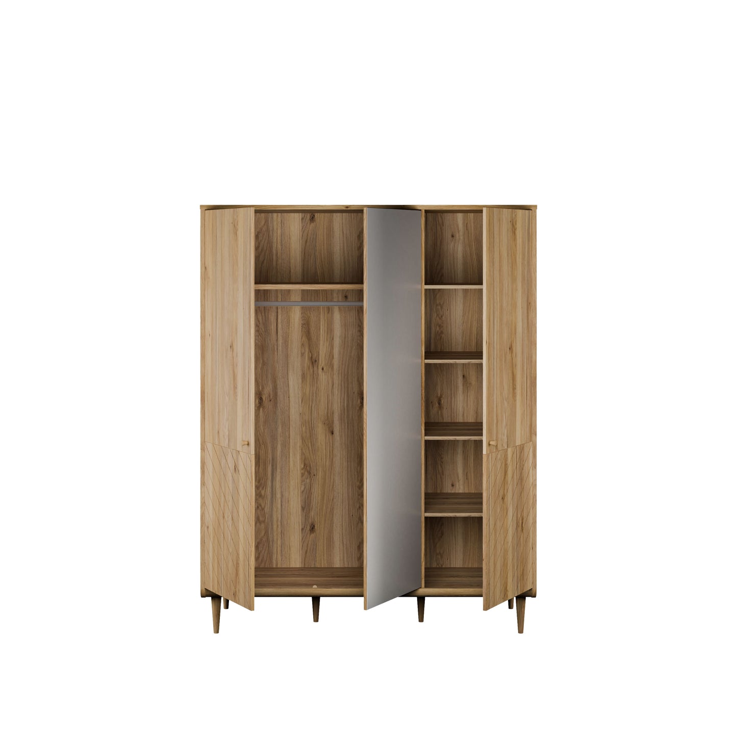 Dulap Japanki  3 Usi, Stejar Mauvella, 152.4 Cm