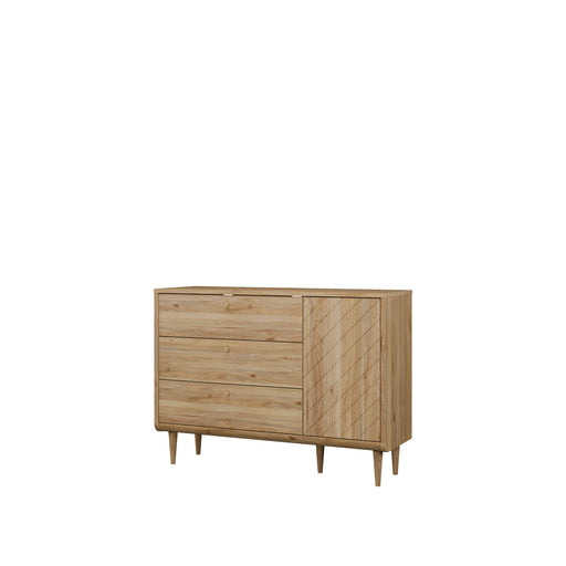 Bufet Cu 3 Sertare Si 1 Usa Japanki, Stejar Mauvella, 126.8 Cm