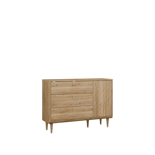Bufet Cu 3 Sertare Si 1 Usa Japanki, Stejar Mauvella, 126.8 Cm