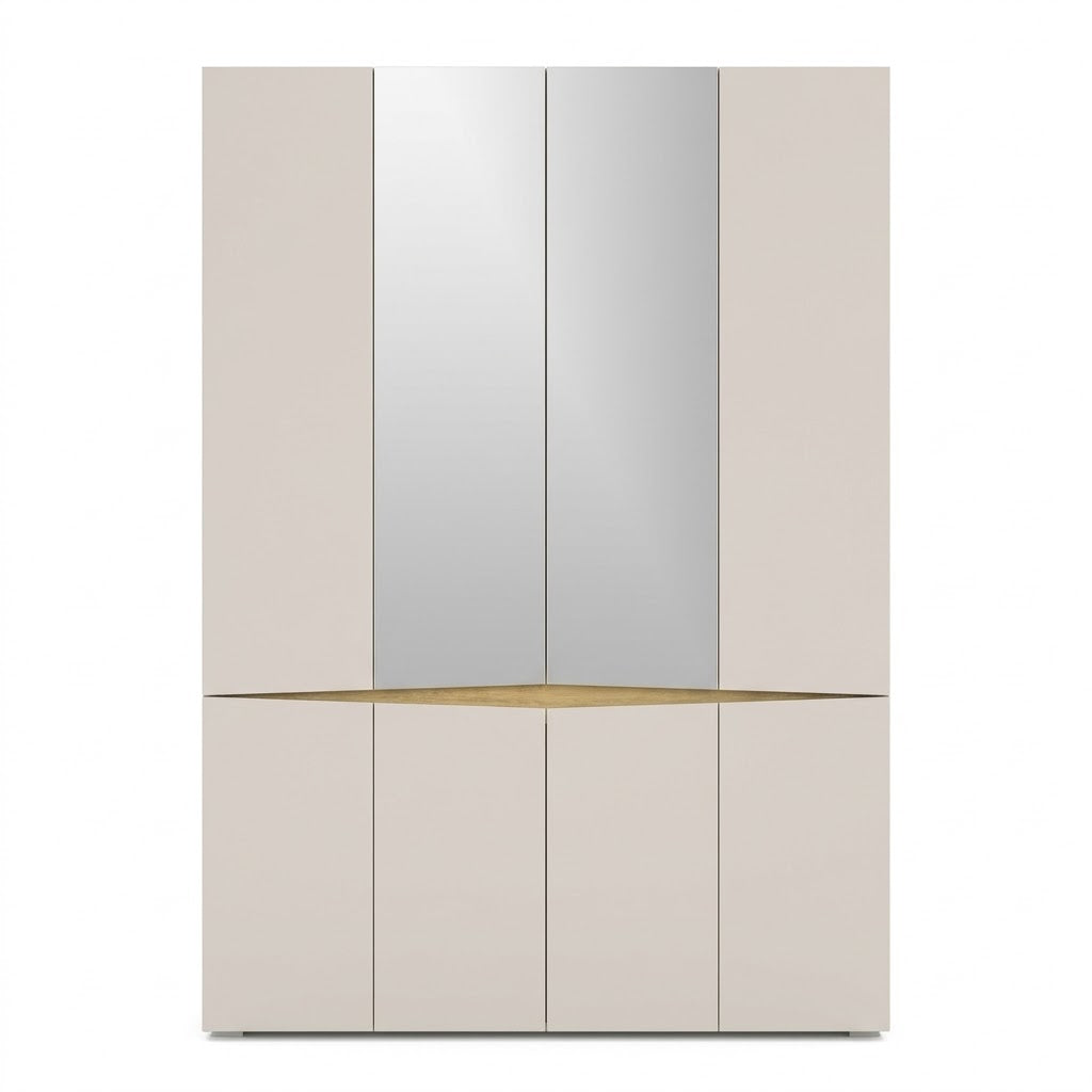 Dulap Leonard 6 Usi, Casmere Si Stejar Artizan, 140 Cm