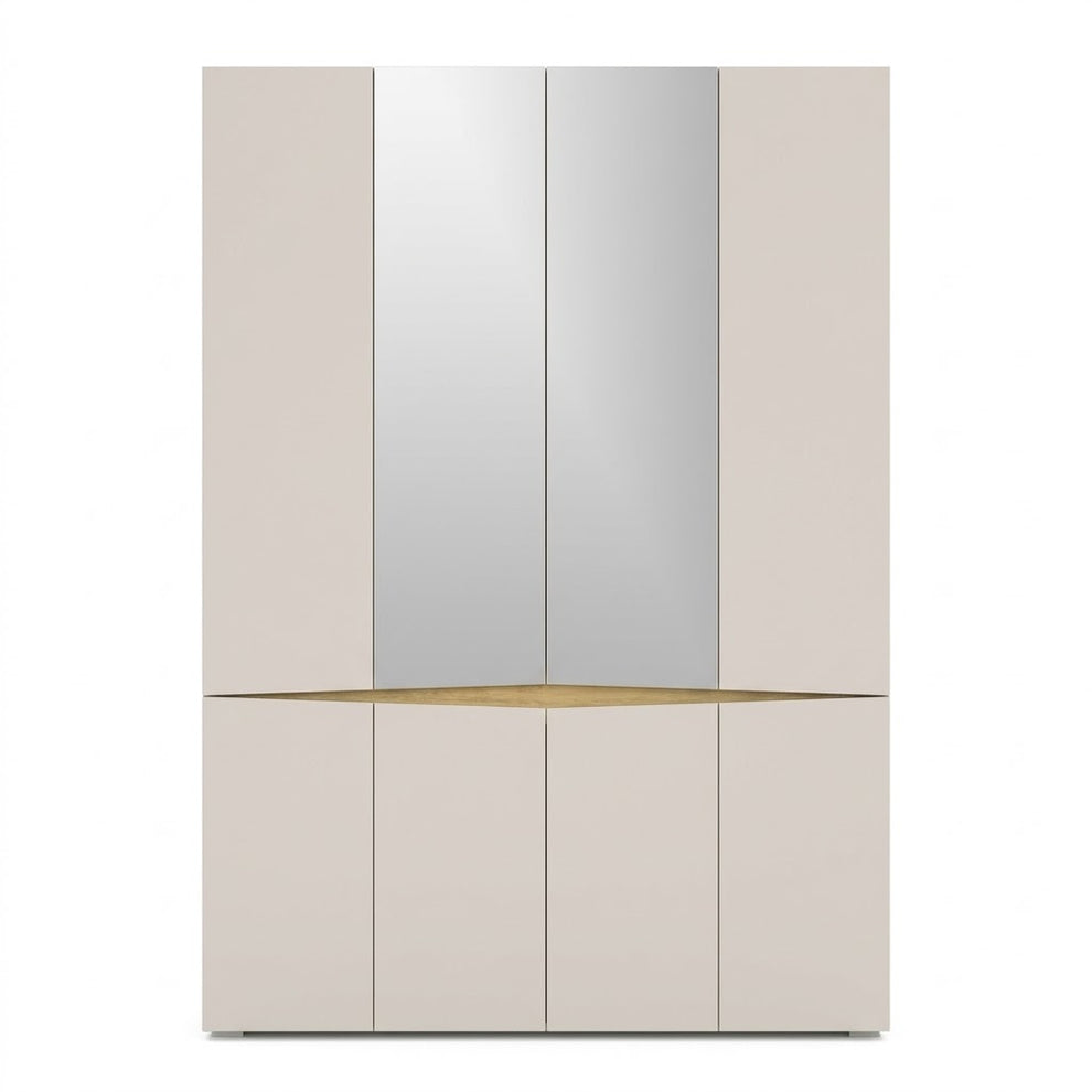 Dulap Leonard 6 Usi, Casmere Si Stejar Artizan, 140 Cm