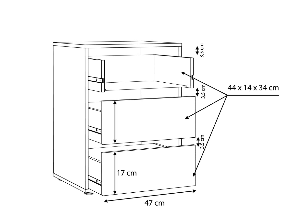 Comoda Interior Dulap Juwel, Gri, 50.8 Cm
