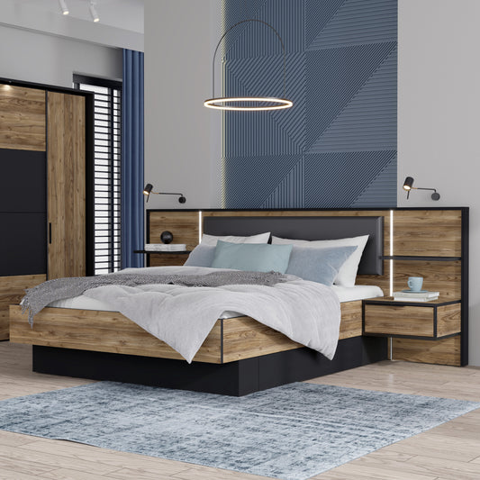 Pat Joben, Dimensiune Saltea 160 x 200 Cm, LED Inclus, Black Si Alpine picea
