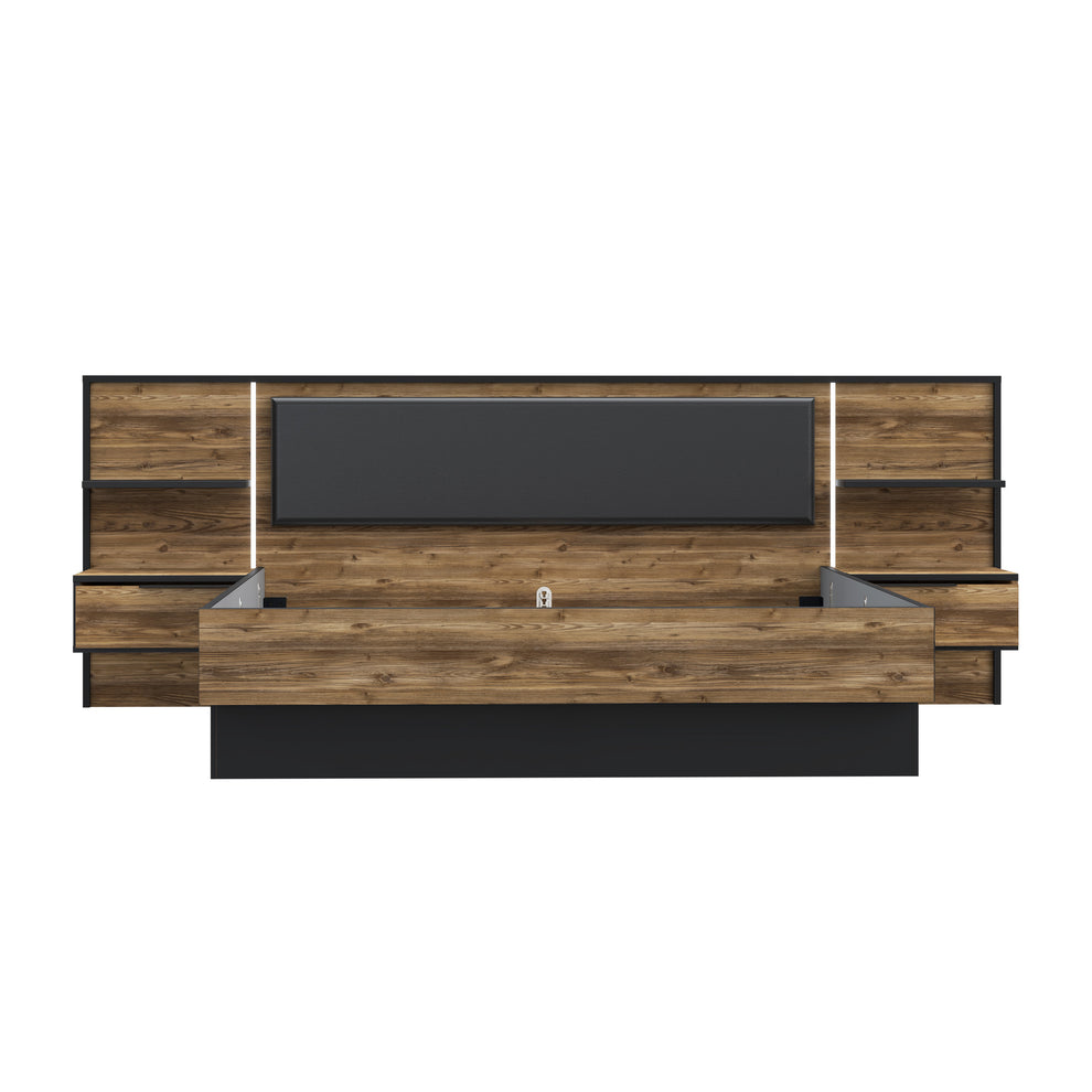 Pat Joben, Dimensiune Saltea 160 x 200 Cm, LED Inclus, Black Si Alpine picea