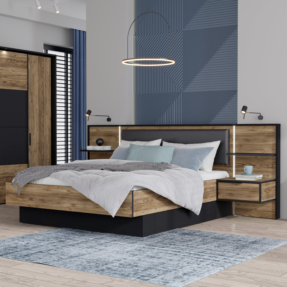 Pat Joben, Dimensiune Saltea 180 x 200 Cm, LED Inclus, Black Si Alpine picea