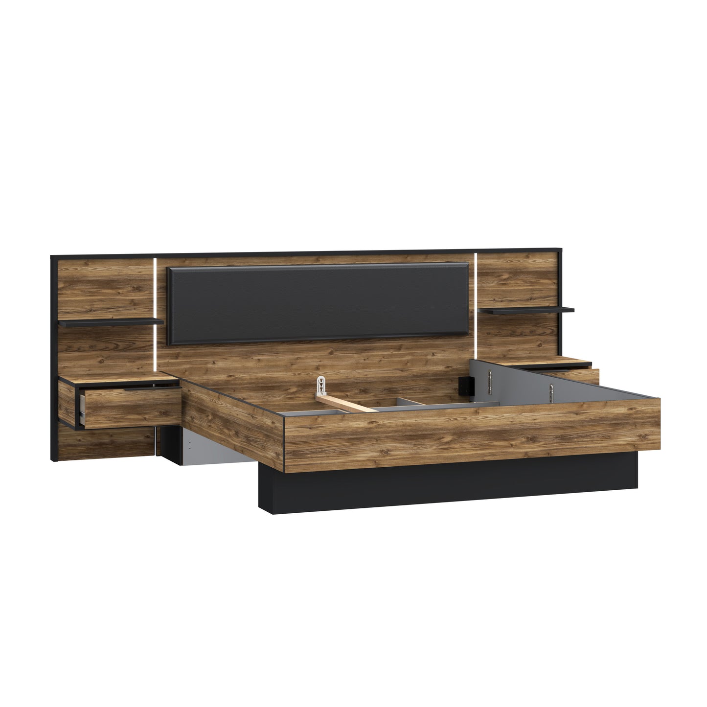 Pat Joben, Dimensiune Saltea 180 x 200 Cm, LED Inclus, Black Si Alpine picea
