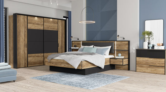 Pat Joben, Dimensiune Saltea 180 x 200 Cm, LED Inclus, Black Si Alpine picea