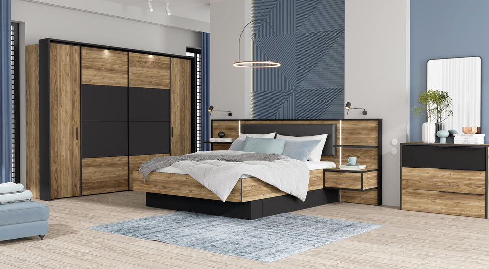 Pat Joben, Dimensiune Saltea 160 x 200 Cm, LED Inclus, Black Si Alpine picea