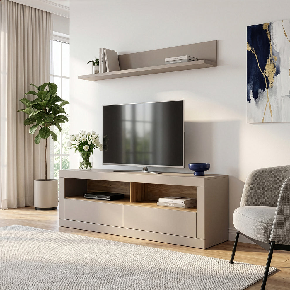 Comoda Tv 2 Sertare Loftking, Mauvella oak Si Taupe, 175.4 Cm