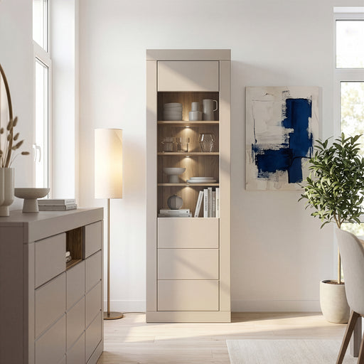 Vitrina Mica Loftking, Mauvella oak Si Taupe, 61.3 Cm