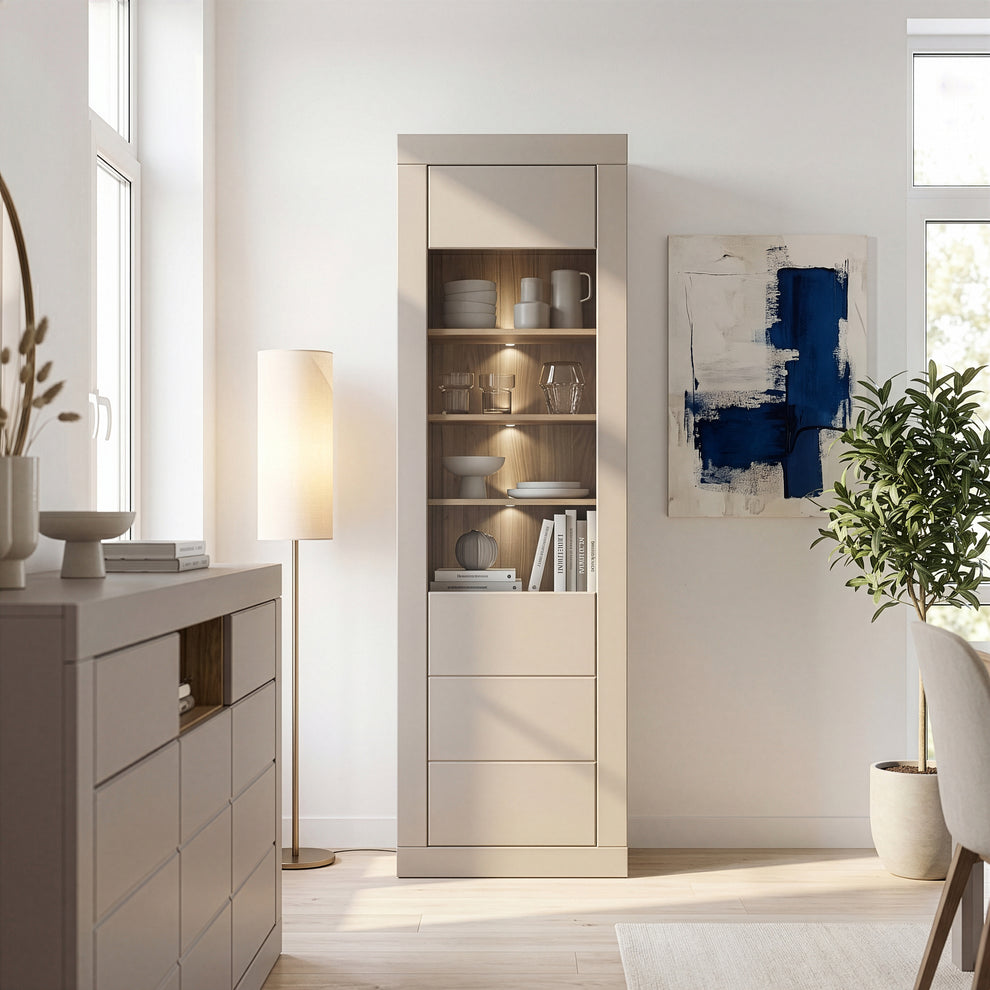 Vitrina Mica Loftking, Mauvella oak Si Taupe, 61.3 Cm