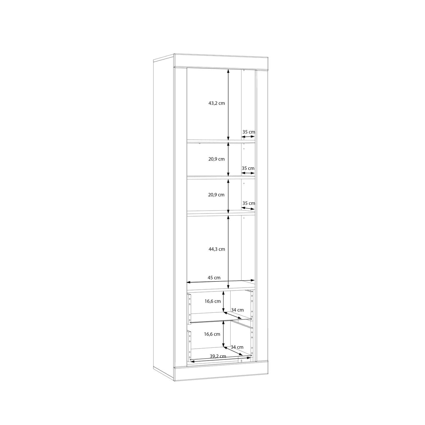 Vitrina Mica Loftking, Mauvella oak Si Taupe, 61.3 Cm
