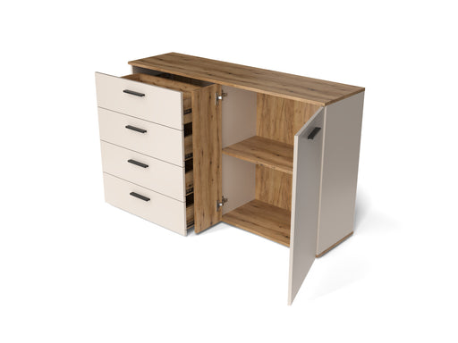 Comoda 2 Usi  Si 4 Sertare Frizzante, Cashmir Si Stejar Evoc, 139.4 Cm