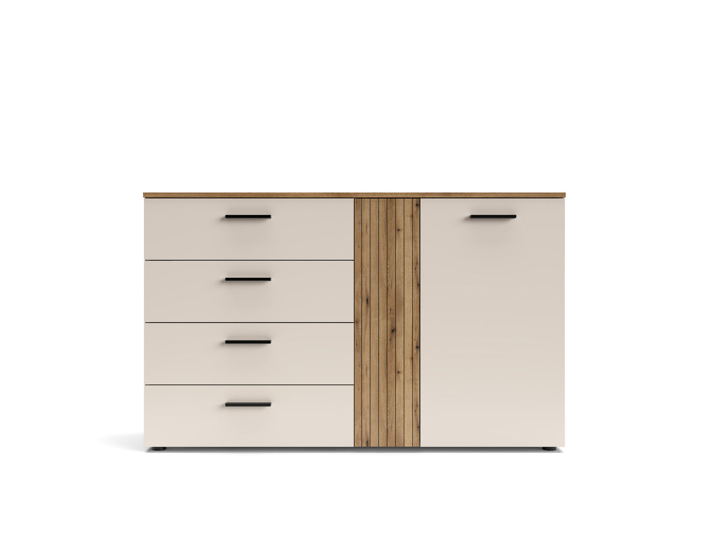 Comoda 2 Usi  Si 4 Sertare Frizzante, Cashmir Si Stejar Evoc, 139.4 Cm