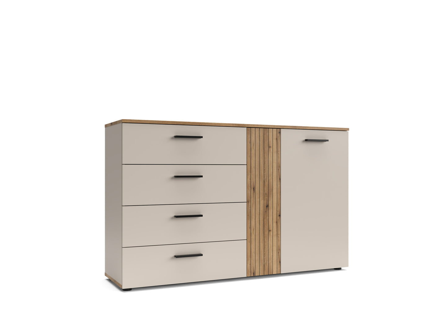 Comoda 2 Usi  Si 4 Sertare Frizzante, Cashmir Si Stejar Evoc, 139.4 Cm