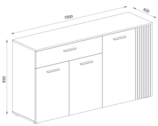 Comoda 4 Usi Si 1 Sertar Frizzante, Cashmir Si Stejar Evoc, 150 Cm