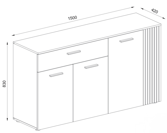 Comoda 4 Usi Si 1 Sertar Frizzante, Cashmir Si Stejar Evoc, 150 Cm