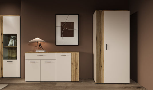 Comoda 4 Usi Si 1 Sertar Frizzante, Cashmir Si Stejar Evoc, 150 Cm