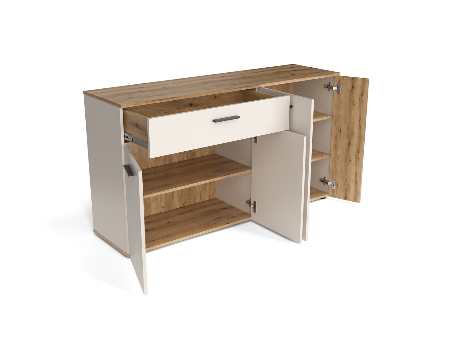 Comoda 4 Usi Si 1 Sertar Frizzante, Cashmir Si Stejar Evoc, 150 Cm