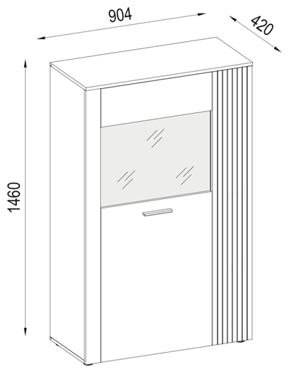 Vitrina Mica Frizzante, Cashmir Si Stejar Evoc, 90.4 Cm