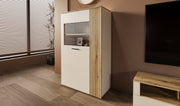 Vitrina Mica Frizzante, Cashmir Si Stejar Evoc, 90.4 Cm