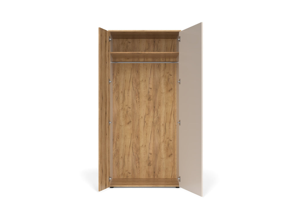 Dulap 2 Usi Frizzante, Cashmir Si Stejar Evoc, 90 Cm