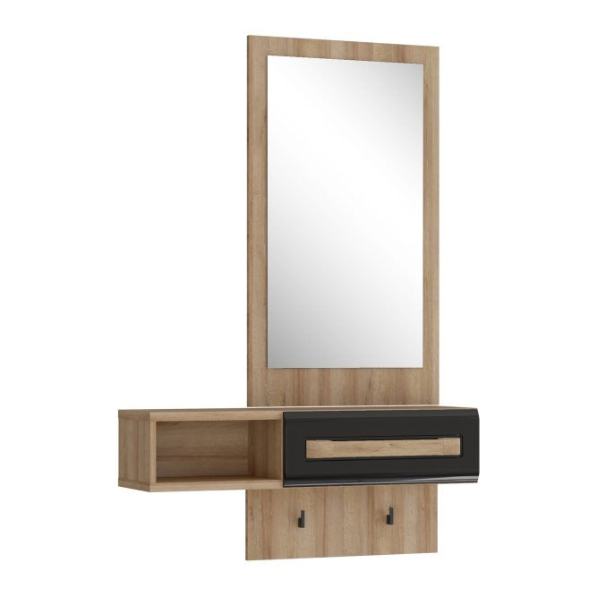 Hol Attentivo  stejar Riviera & negru super lucios, 89.8 Cm