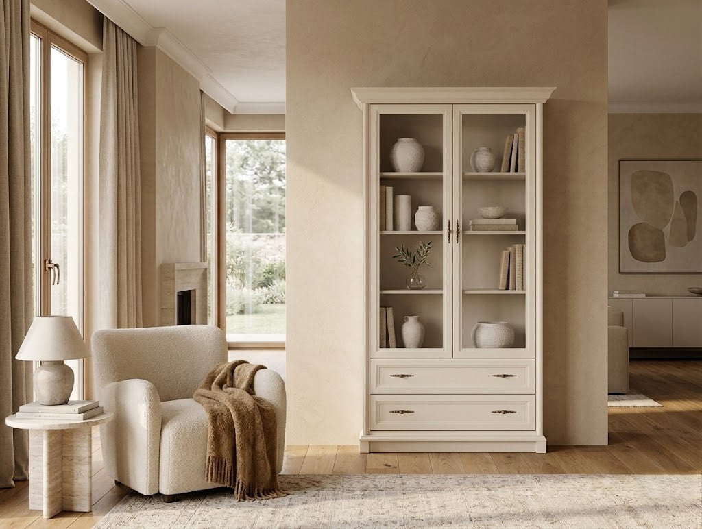 Vitrina 2 Usi Si 2 Sertare Solfegio Kashmir, 110 Cm