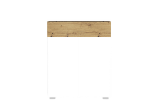 Comoda 2 Usi 1 Sertar Reflekt Alb Si Natur, 67 Cm