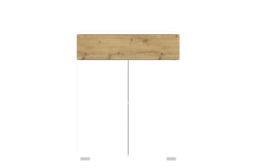 Comoda 2 Usi 1 Sertar Reflekt Alb Si Natur, 67 Cm