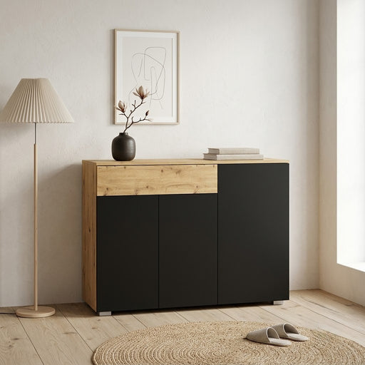 Comoda 3 Usi Si 1 Sertar Reflekt Black, 110 Cm