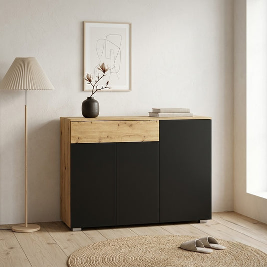Comoda 3 Usi Si 1 Sertar Reflekt Black, 110 Cm