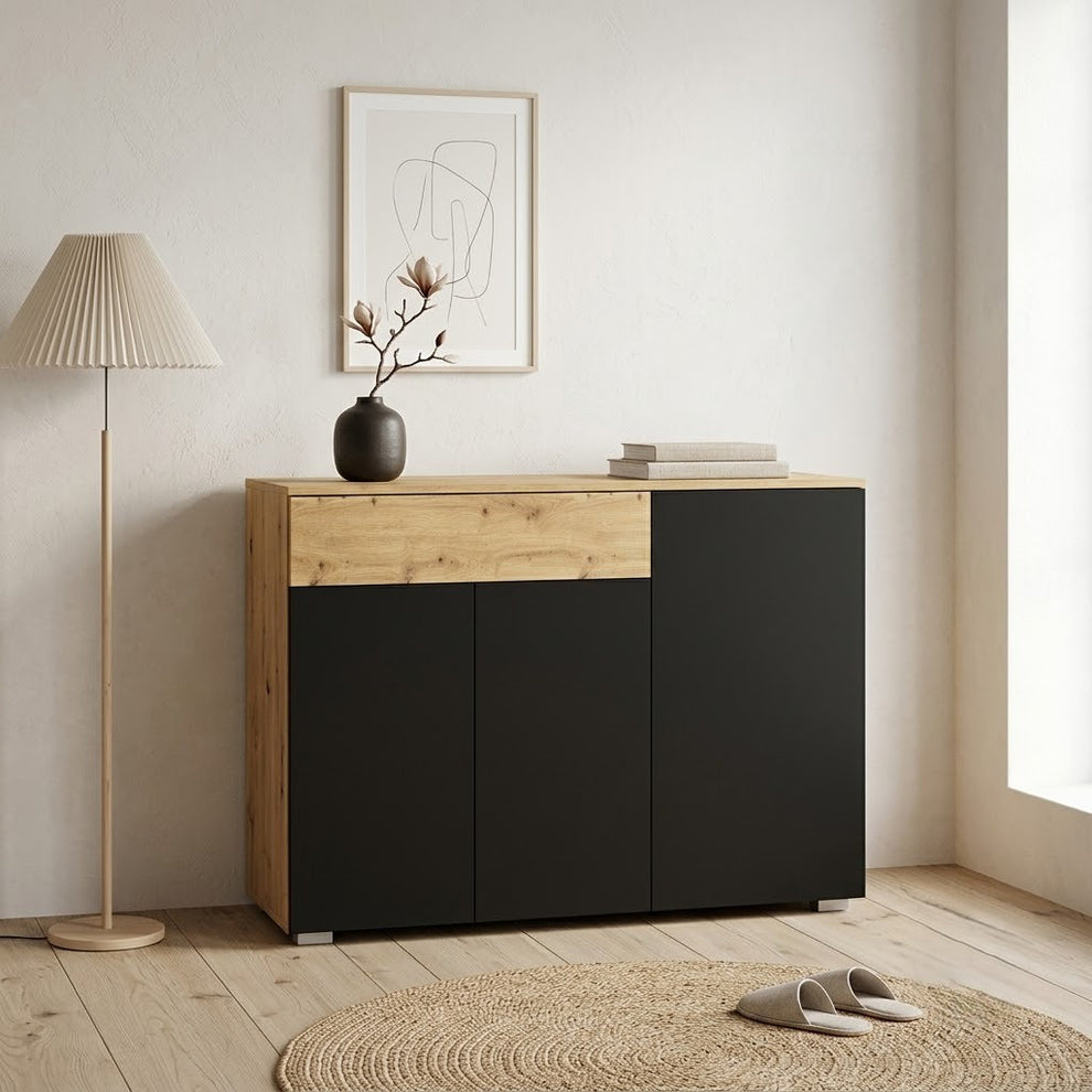 Comoda 3 Usi Si 1 Sertar Reflekt Black, 110 Cm