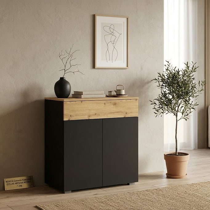 Comoda 2 Usi Si 1 Sertar Reflekt Black, 67 Cm