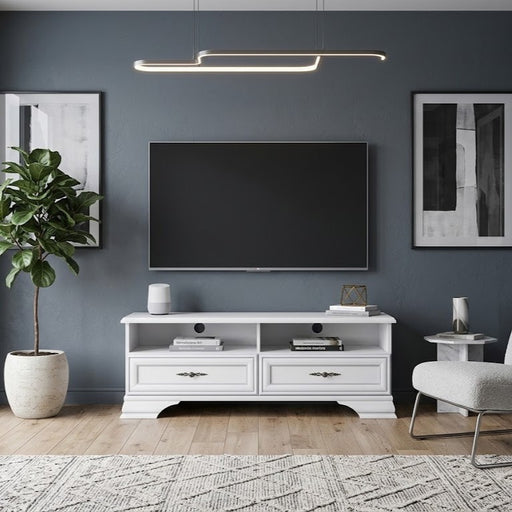 Comoda Tv 2 Sertare Kenza Alb, 124.5 Cm