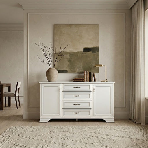 Comoda 2 Usi Si 4 Sertare Kenza, Alb 154.5 Cm