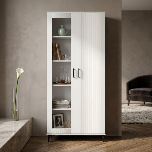 Vitrina Inalta Loren, Vopsit Alb 84 Cm