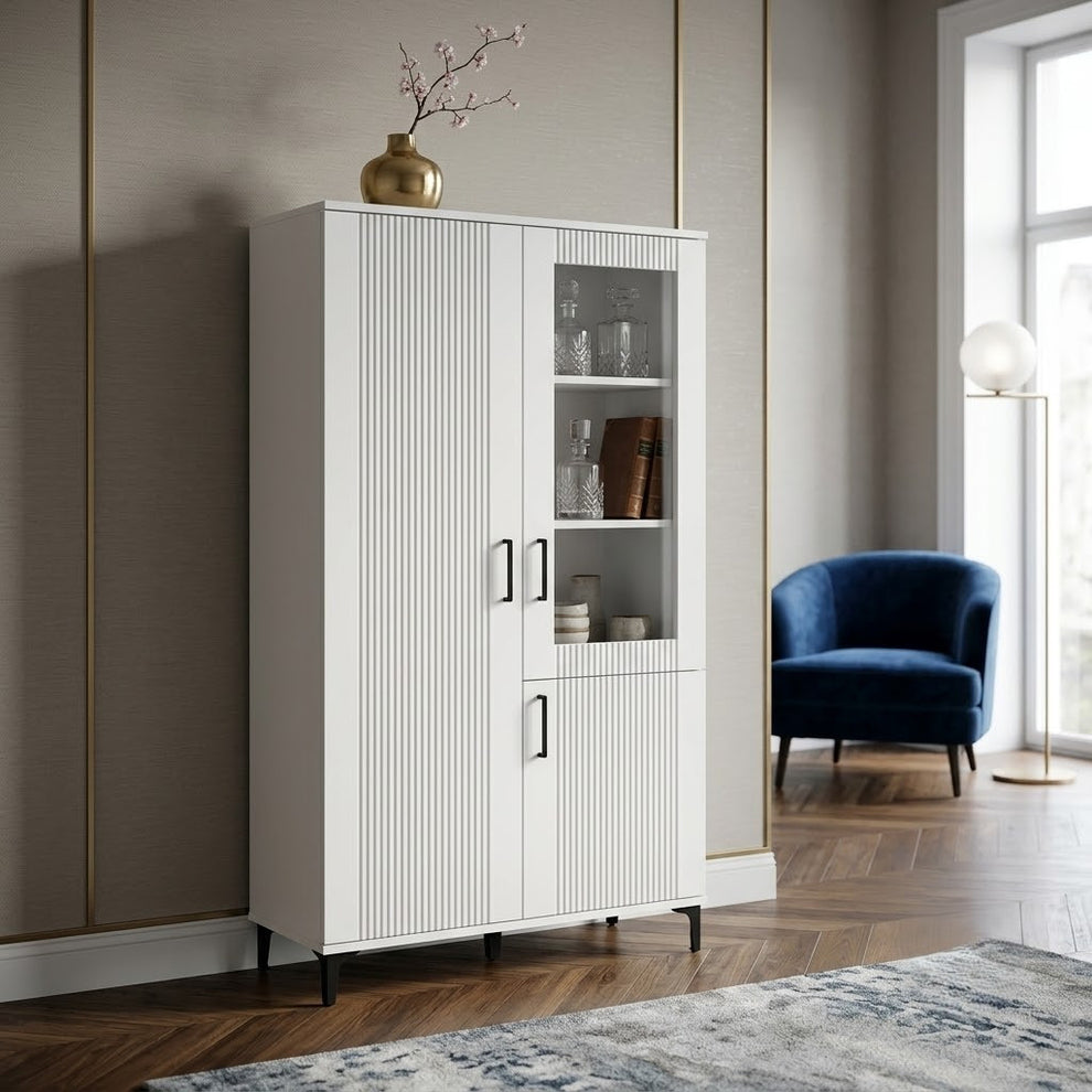 Vitrina Mica Loren, Vopsit Alb 92 Cm