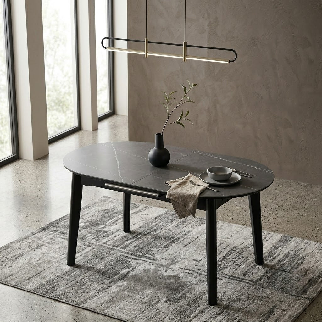Masa Ovala Extensibila  Artes Gri Mat, 120-150 x 85 Cm