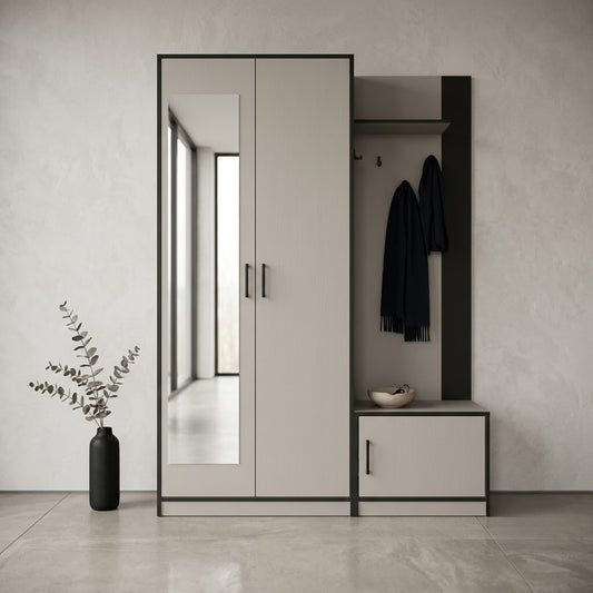 Cuier 2 Usi Stanga Delina Casmir Si Negru, 145 Cm