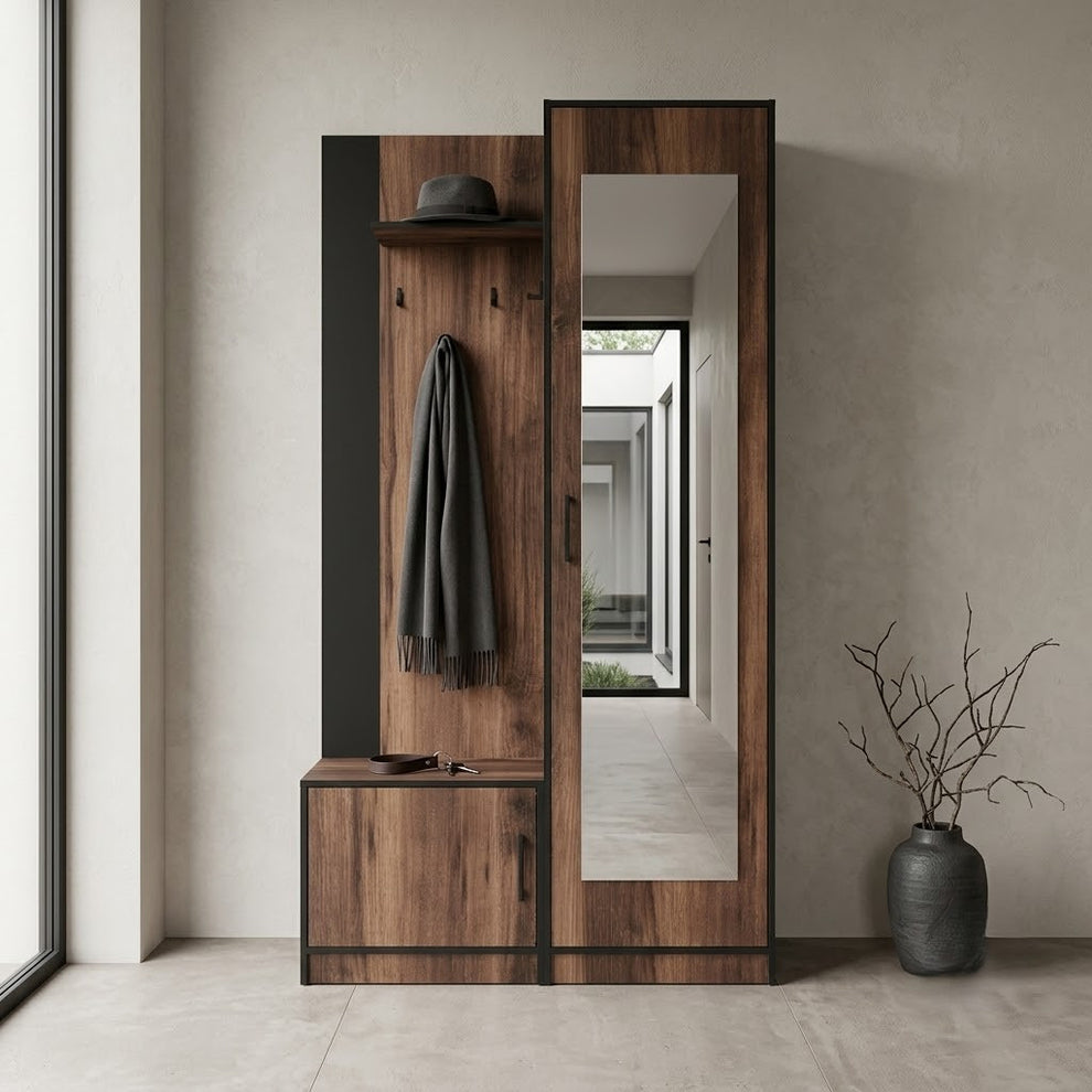 Cuier 1 Usa Dreapta Delina Stejar Ristreto Si Negru, 111 Cm