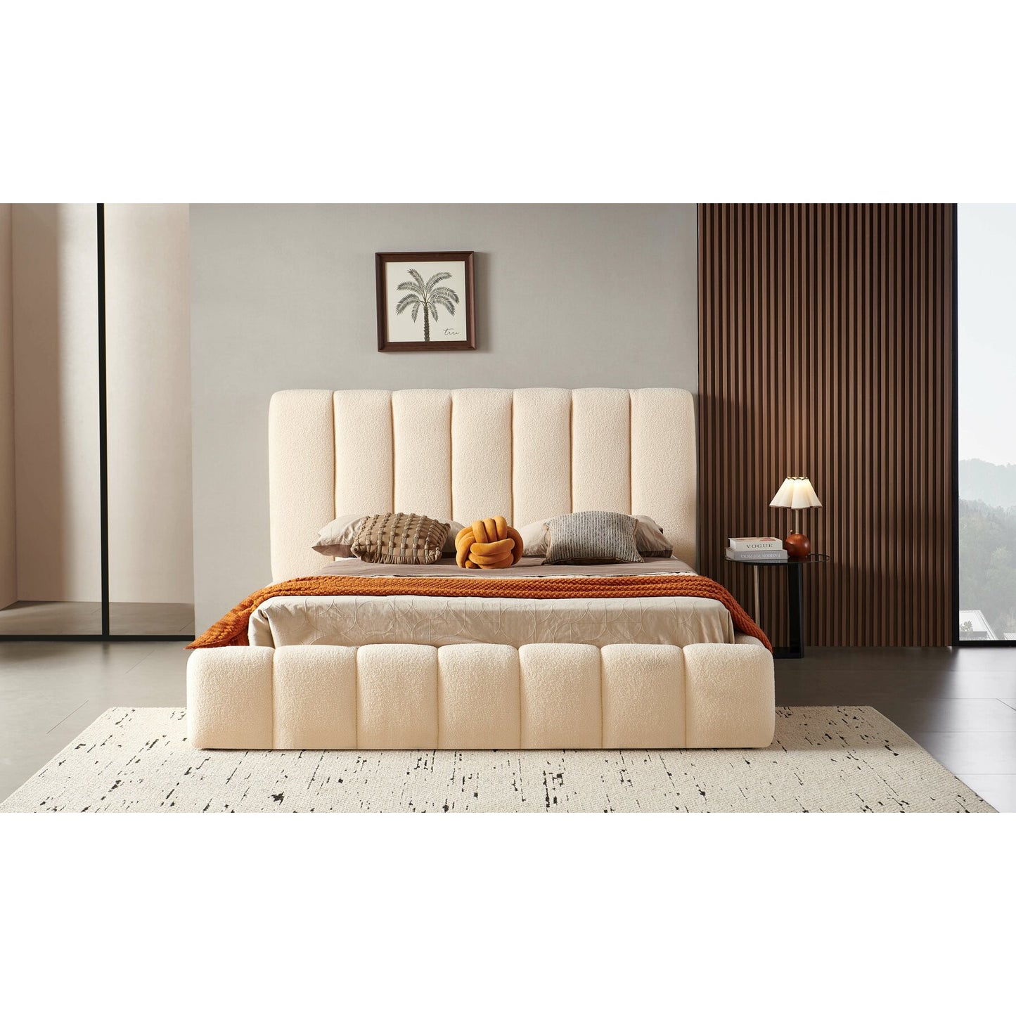 Pat Tapitat Corallo Dimensiune Saltea 180 x 200 Somiera Rabatabila, Boucle Crem