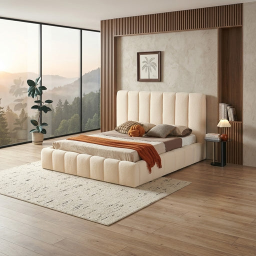 Pat Tapitat Corallo Dimensiune Saltea 180 x 200 Somiera Rabatabila, Boucle Crem