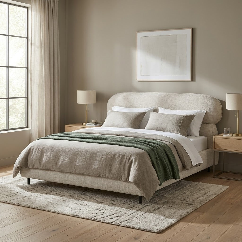 Pat Tapitat Austin Dimensiune Saltea 160 x 200 Somiera, Crem