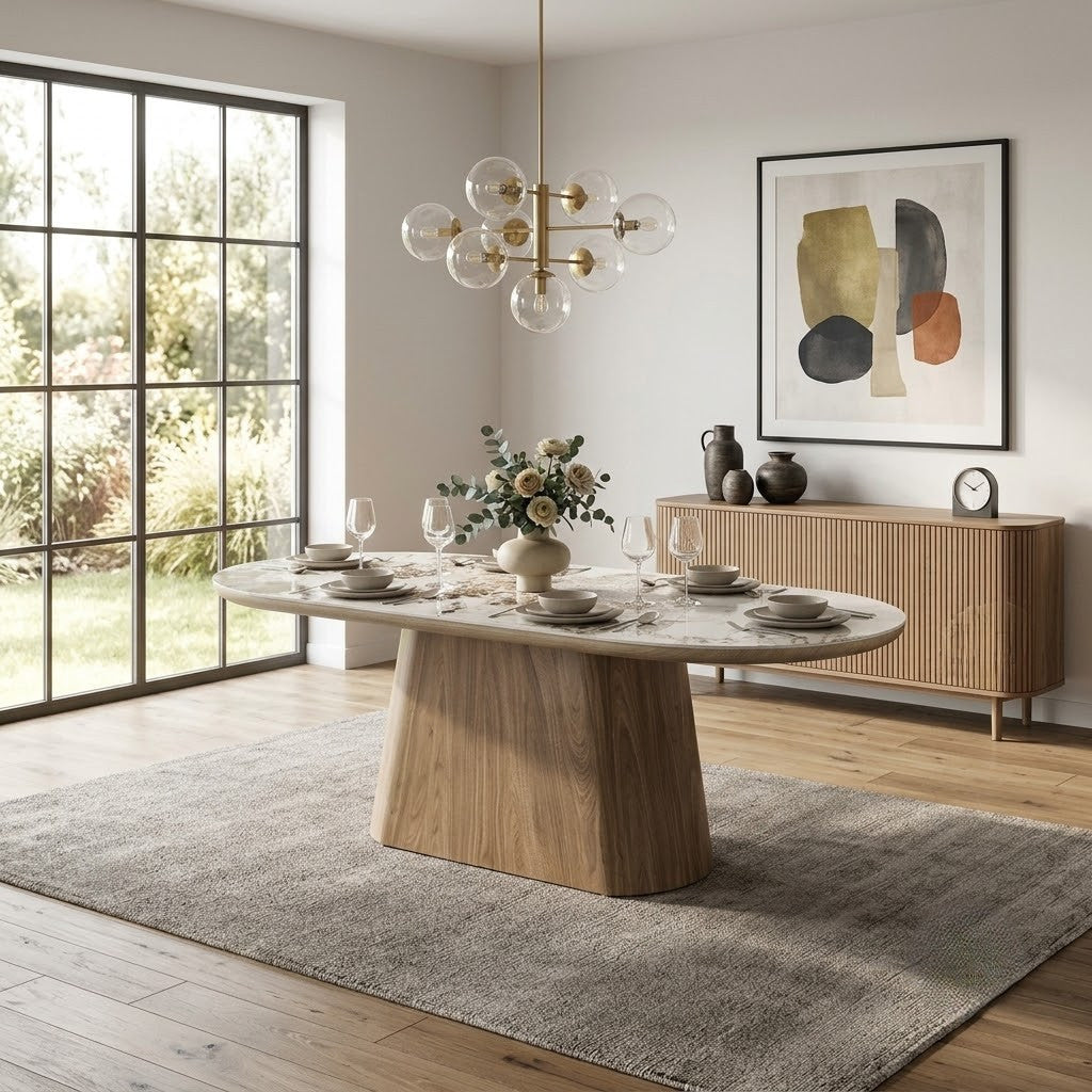 Masa Ovala Goran Stejar Si Beige Pandora 200 x 100 x 75 Cm